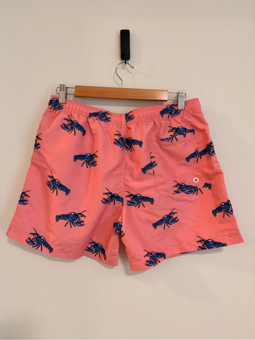 Men's Pink Lobster-Print Swim Trunks